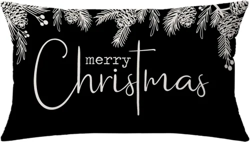 Vista 12 de AOFANGGO Funda de almohada de Navidad de 12 x 20 pulgadas, decoración navideña de árbol de leopardo, funda de cojín rústica para cama, silla, sofá