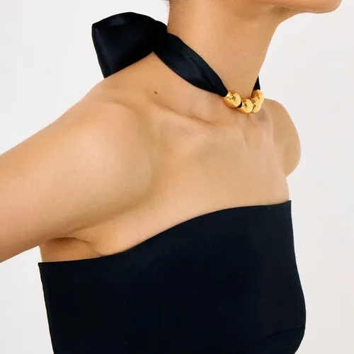 Vista 3 de Collar de bufanda para mujer, collar con dije, collar de cuentas de oro de 18 quilates, collar vintage de estilo francés, regalo de joyería