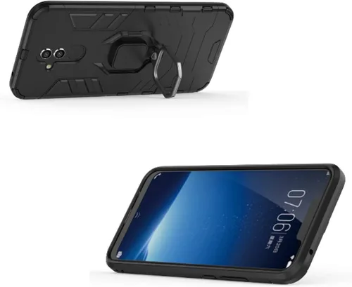 Vista 2 de Compatible con Huawei Mate 20 Lite, funda de metal con anillo de agarre a prueba de golpes (funciona con soporte magnético para automóvil), funda