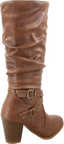 Vista 3 de Forever Link FZ-Safety-52 - Botas de tacón grueso con hebilla de cremallera completa para mujer