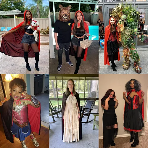 Vista 6 de Regenboog Reversible Cape Women,Stand Collar Cape Kids,Black and Red Cloak with Hood,Purple Cape,Halloween Christmas Costume