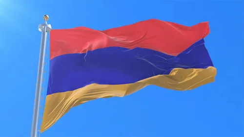 Vista 5 de Bandera de Armenia de 3 x 5 pies, nailon Oxford 210D de más larga duración, extremos de mosca de costura de cuatro filas, banderas nacionales