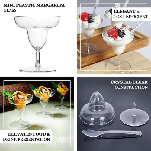 Vista 4 de Efavormart - Paquete de 24 vasos de plástico transparente de 2 onzas con cucharas, tazas de postre estilo cóctel para cócteles de camarones y tipo8