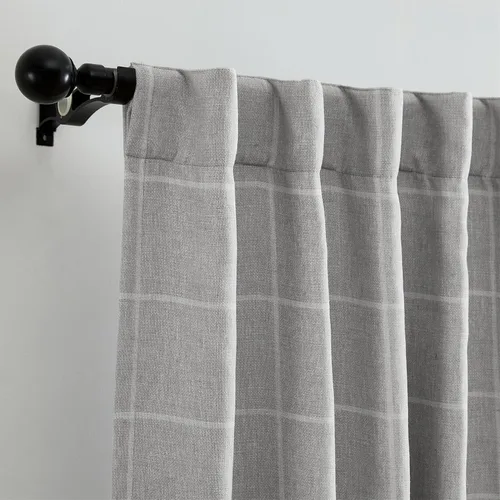 Vista 8 de Elrene Home Fashions Sawyer Panel Individual de Cortina Oscurecedora de Habitación con Diseño de Cuadros Windowpane con Bolsillo para Gris