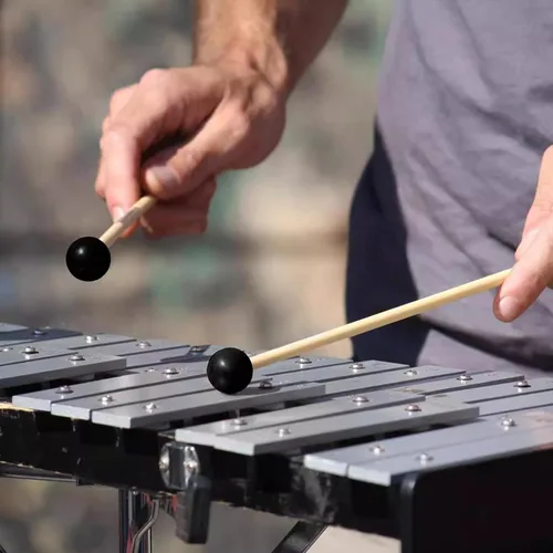 Vista 4 de 6 piezas de mazos de goma de percusión de madera de xilófono de percusión, palitos de glockenspiel, palitos de tambor de percusión con mango