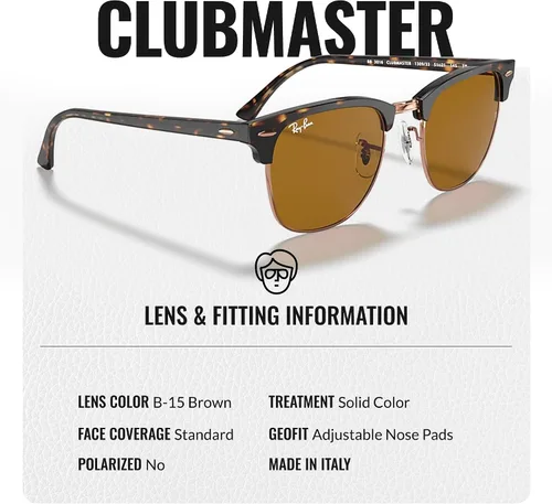 Vista 17 de Ray-Ban RB3016 CLUBMASTER CLASSIC - Gafas de sol de forma cuadrada con kit oficial de gafas
