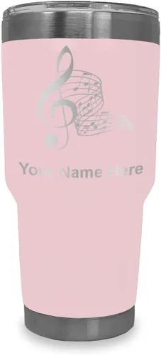 Vista 48 de LaserGram Vaso aislado al vacío de 20 onzas, notas musicales, grabado personalizado incluido (negro)