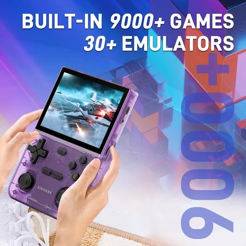 Vista 2 de kinhank Consola de juegos portátil retro, soporta más de 9000 juegos, equipada con tarjeta TF de 64 G, mini consola de videojuegos retro portátil