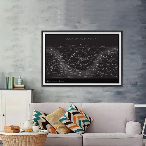 Vista 7 de Higly - Póster detallado de mapa de estrellas ecuatoriales – Constelaciones con nombres de estrellas – Impresión artística de pared para la escuela