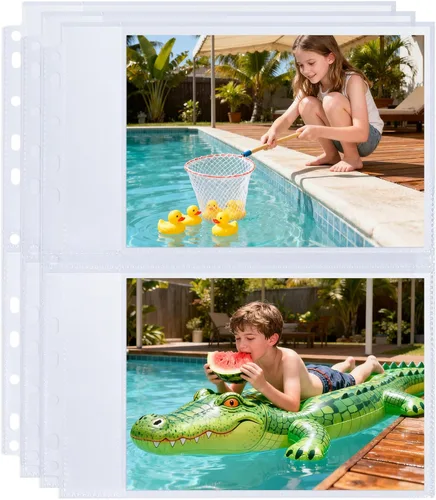 Vista 10 de Paquete de 30 páginas de repuesto para álbumes de fotos de 3.5 x 5 pulgadas para carpeta de 3 anillos, fundas de fotos ultra transparentes