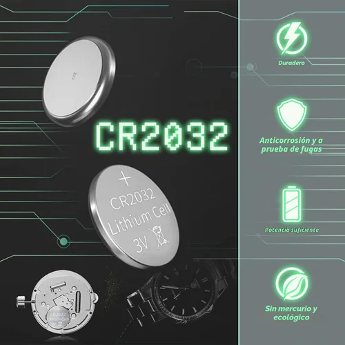 Vista 4 de CR2032 - Celdas de botón de litio de 3 V, paquete de 100 unidades para dispositivos de reloj y juguete