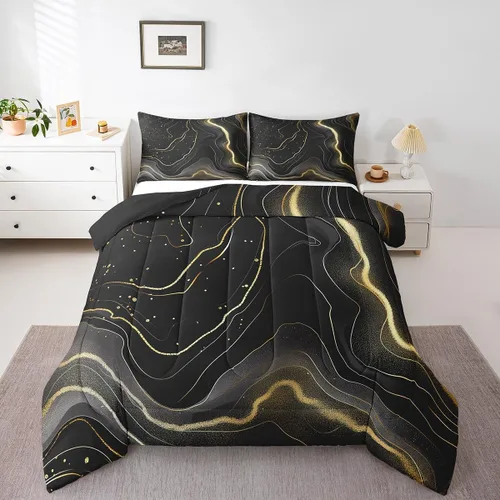 Vista 11 de Erosebridal Juego de ropa de cama abstracta con diseño de olas marinas tamaño Queen, juego de edredón y juegos de ropa de cama con temática de playa