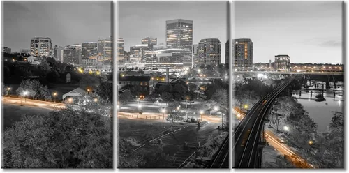 Vista 91 de TUMOVO Arte de pared en blanco y negro con paisaje urbano de Nueva York, decoración de pared de horizonte de Nueva York para sala de estar, puente