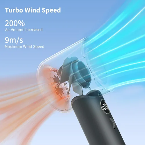 Vista 2 de Ventilador portátil, ventilador turbo personal de mano con 1-100 velocidades ajustables, 5000 mAh [15 horas de tiempo de trabajo máximo] recargable
