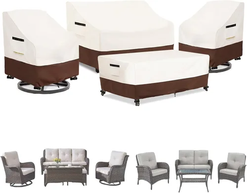 Vista 13 de Juego de 3 piezas de fundas para sillas de patio Adirondack, funda de muebles de patio impermeable de 600D resistente, incluye 2 fundas para sillas