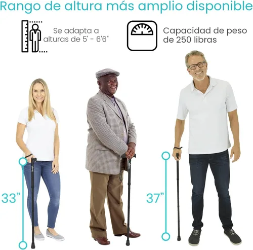 Vista 5 de Bastón plegable Vive, bastón de peso ligero robusto para hombres y mujeres, diseño plegable para la portabilidad y la conveniencia, acabado liso