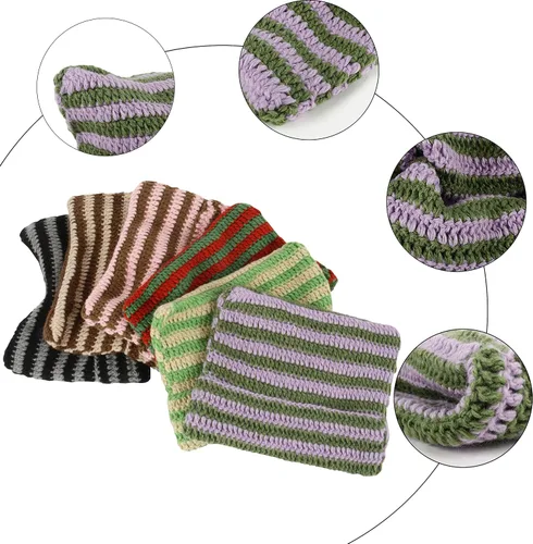 Vista 5 de Gorro de gato, gorro de oreja de gato, gorro holgado para mujer, gótico hecho a mano con ganchillo y 3 pinzas de pelo de estrella