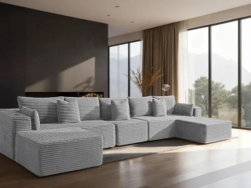 Vista 10 de Sofá modular de gran tamaño de 108 pulgadas, cómodo sofá deshuesado en forma de U para sala de estar, asientos extra profundos, sin montaje, sofá