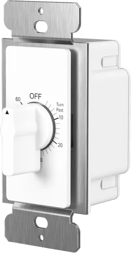 Vista 8 de BN-LINK Temporizador de cuenta regresiva de 60 minutos en la pared, interruptor mecánico, para ventilador de baño, temporizador de luces, 2 placas