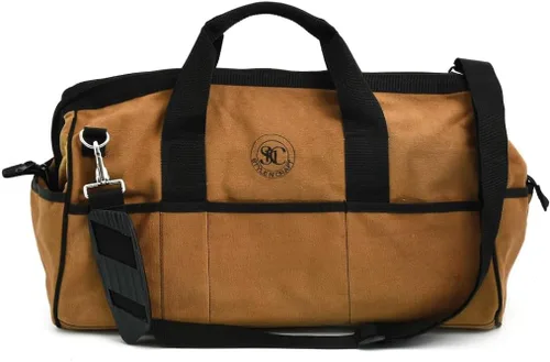 Vista 8 de Style n Craft Mason's Tool Bag, Canvas Tool Storage Bag with Full-Grain Leather Bottom