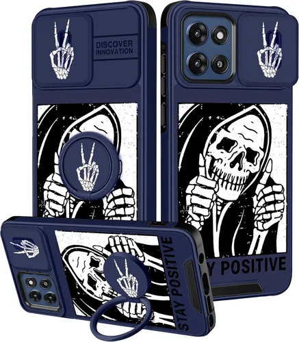 Vista 93 de Funermei Funda para Moto G Stylus 5G 2022, funda para teléfono con diseño de calavera de esqueleto para mujeres y niñas, diseño gótico, Como
