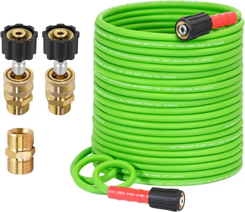Vista 12 de YAMATIC Manguera de lavado a presión de 3600PSI para lavadora eléctrica de 25 pies x 1/4 pulgadas, resistente a las torceduras, manguera de repuesto