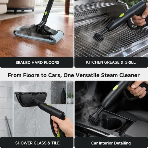 Vista 5 de Limpiador de vapor resistente para el hogar, alta presión de 1500 W con 22