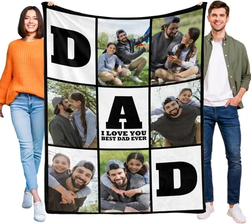 Vista 16 de Manta personalizada, manta personalizada con fotos: fabricada en Estados Unidos, regalos de cumpleaños para papá, mamá de hija o hijo, mantas