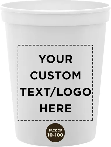 Vista 8 de DISCOUNT PROMOS Vasos de plástico personalizados para estadios, 16 onzas, juego de 100, paquete personalizado a granel, perfecto para cumpleaños