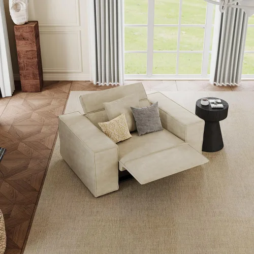 Vista 9 de Sofá eléctrico de 85 pulgadas, sofás modulares para sala de estar, moderno sofá biplaza reclinable grande, cómodo sofá nube de terciopelo