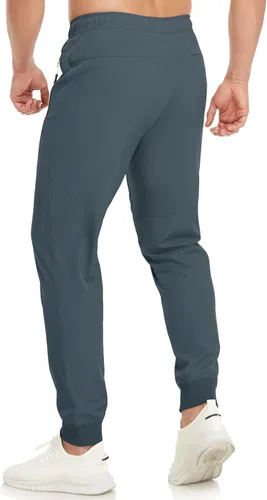 Vista 3 de SPOSULEI Mens Lightweight Athletic Joggers Hiking Sweatpants Quick Dry Running Workout Tapered Pants with Zipper Pockets