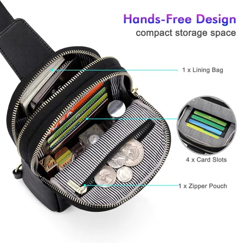 Vista 3 de nuoku Bolso bandolera para mujer - Pequeña cartera RFID y bolsa para teléfono celular