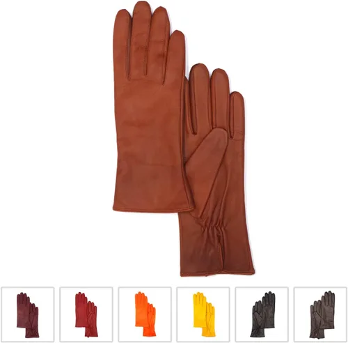 Vista 2 de MGGM collection Guantes de piel de cordero de napa para mujer, con forro de cachemira cálida