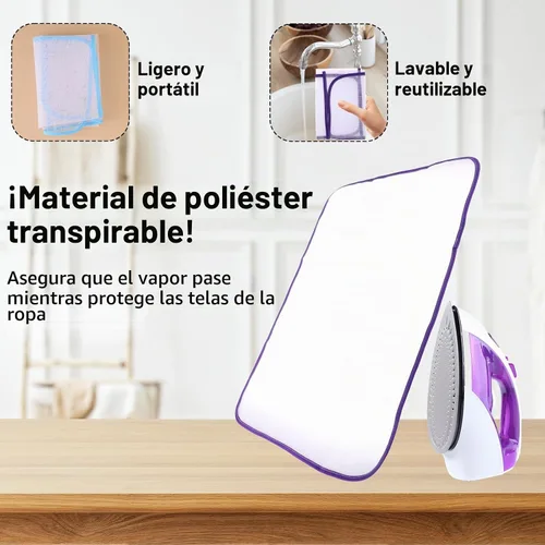 Vista 3 de Paquete de 2 protectores de malla abrasiva para planchar, protector de planchado que ahorra quemadura, paño de planchado para proteger la ropa