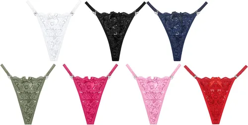 Vista 6 de Dirk41 Ropa interior de algodón para mujer de encaje sexy bragas ropa interior tanga tanga transpirable rayas bragas