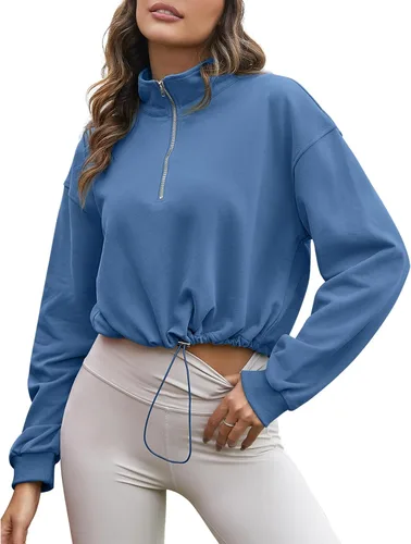 Vista 55 de Flygo Womens Half Zip Sweatshirts Stand Collar Activewear Running Workout Pullover Tops