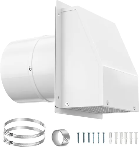Vista 10 de Cubierta de ventilación de secadora de 4 pulgadas para exteriores, cubierta de ventilación de pared para secadora exterior con solapa acolchada