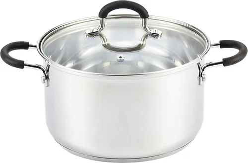 Vista 13 de Sartén para saltear con tapa Cook N Home, de acero inoxidable 10", Plateado Utensilios de cocina de inducción para sopa, enlatado, apto