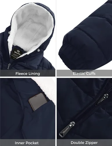 Vista 6 de Wantdo - Abrigos de invierno acolchados con capucha de vellón para mujer, chaqueta puffer cálida