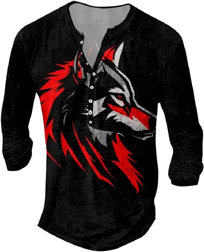 Vista 20 de MARSVOVO Camisetas gráficas para hombre, camisetas Henley con estampado de moda, holgadas, casuales, ligeras, para entrenamiento, suaves, vintage