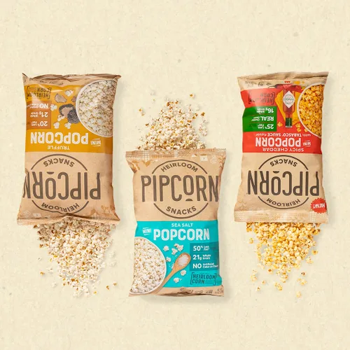 Vista 5 de Mini palomitas de maíz de Pipcorn - 4.5 onzas, sin gluten, maíz de reliquia sin OMG, aperitivos no artificiales, sin conservantes