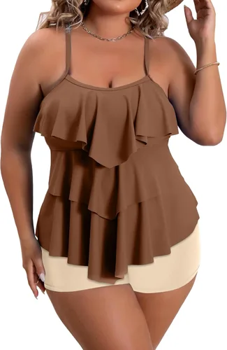 Vista 35 de B2prity Traje de baño tankini de talla grande para mujer, con control de 01