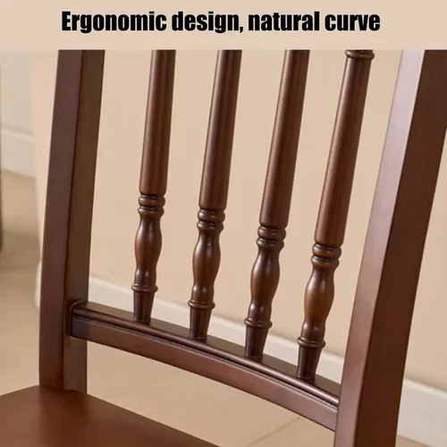 Vista 4 de Wooden Dining Chairs Set of 4 Upholstered Kitchen Chair with Slatted Backrest, Classic Armless Dining Chair for Restaurants/Kitchens(Fabric Cushion