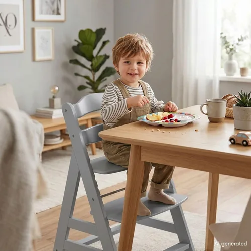 Vista 2 de hauck Alpha+ Grow Along - Trona elevada de madera de haya maciza con asiento ajustable, arnés de seguridad de 5 puntos y barra de parachoques