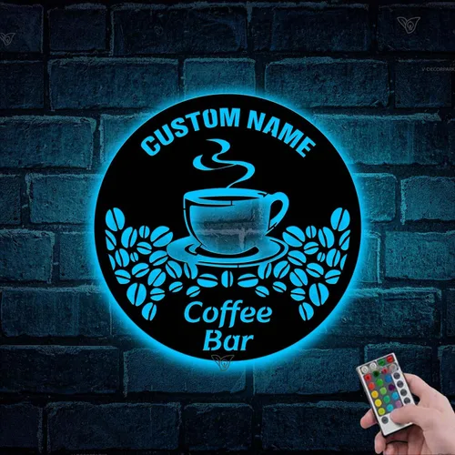 Vista 2 de Letrero de metal personalizado para barra de café Letreros de metal personalizados para cafeterías Letrero personalizado para decoración