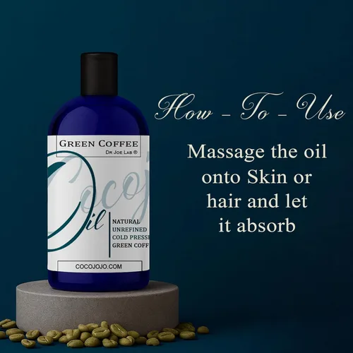 Vista 4 de Dr Joe Lab Aceite de grano de café verde, puro, sin refinar, prensado en frío, sin OMG, aceite portador para piel, cabello, uñas, cuerpo, cara