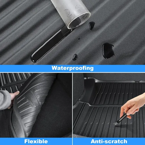 Vista 5 de Alfombrilla de maletero para Tesla Model 3 2026, protector de maletero de TPE duradero para todo tipo de clima, forro de carga trasero impermeable