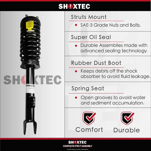 Vista 4 de Shoxtec Reemplazo completo del puntal delantero izquierdo para 2005-2009 Hyundai Tucson 2005-2010 KIA Sportage Conjunto de muelles helicoidales Kits