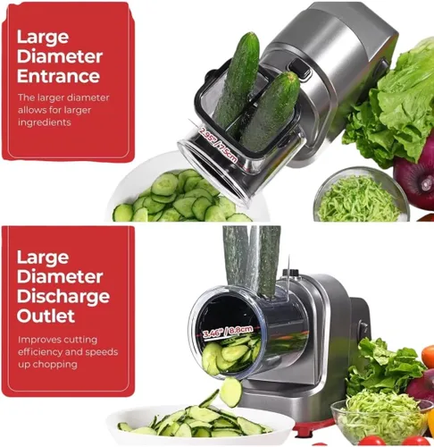 Vista 5 de Rallador eléctrico de queso 5 en 1 - Cortadora y trituradora eléctrica multifunción para queso, verduras, nueces y más - Potente motor de 150 W