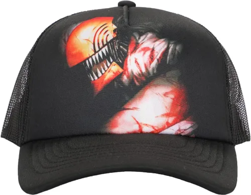 Vista 7 de Bioworld Chainsaw Man Logo & Pochita Sombrero El Snapback Precurve Negro Para Hombre
